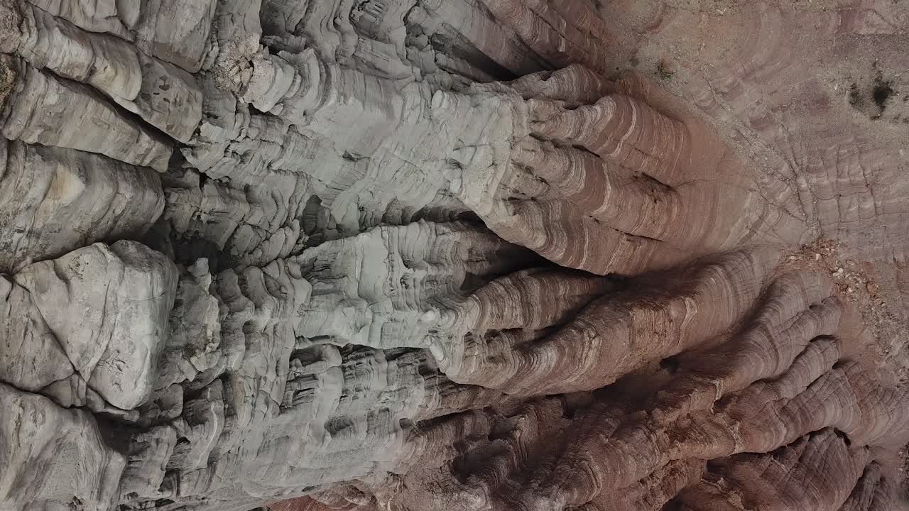 Talampaya National Park, Undesco World Heritage Site, Argentina, Top Down Aerial View of Sandstone Rock Formation