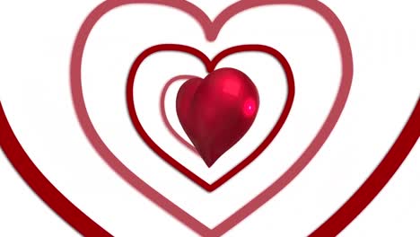 Animation-Eines-Roten-Herzens,-Das-Sich-Auf-Weißem-Hintergrund-Dreht