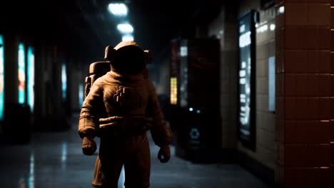 astronauta en el metro subterráneo