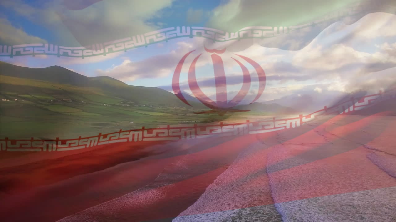 디지털 구성 이란  ⁇ 발이 바다의 파도의 공중 전망에 반해 흔들리고 있습니다.