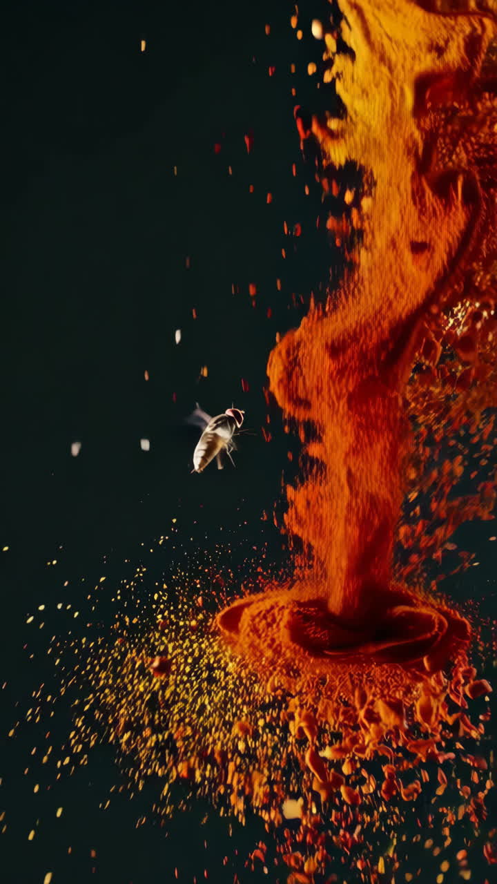 Abstract Explosion of Orange and Red Powder