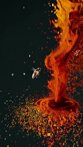 abstract explosion of orange and red powder