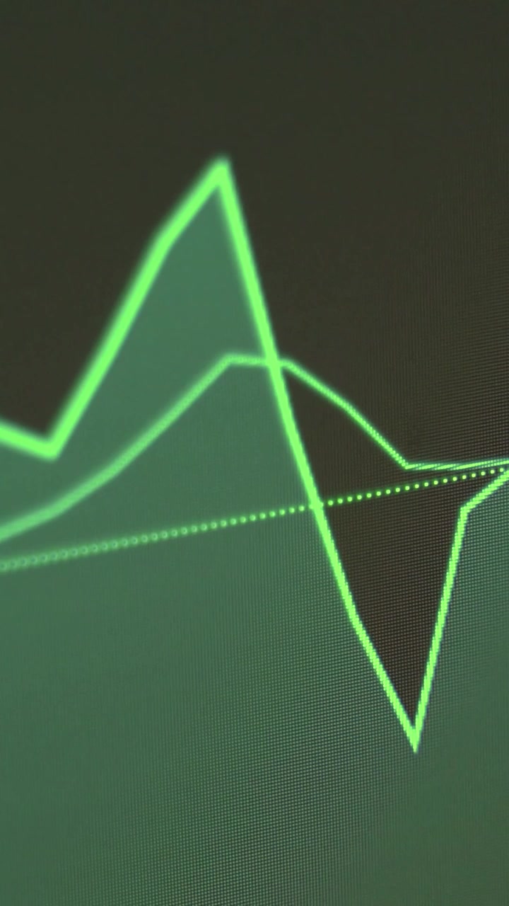Grafico a Linee Verde Animato che Visualizza Dati su Schermo Digitale