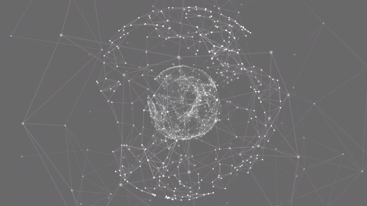 Animation of network of connections and globe on black background