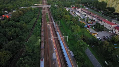 high quality drone footage trains in wroclaw