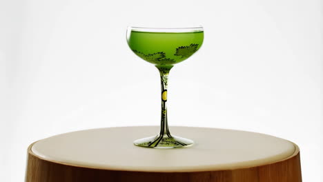 green cocktail on a table