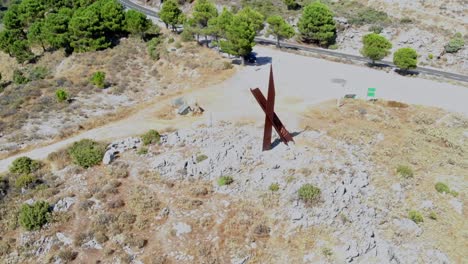 drone shot of an iron monument in andalusia, spain