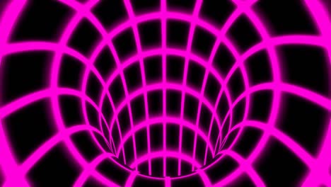 volar dentro de la cuadrícula de túnel digital rosa en una red informática segura conectada - animación de fondo de movimiento de bucle sin fisuras de 4k
