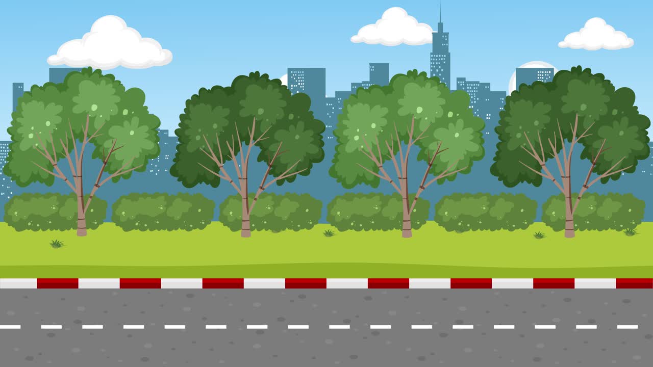 애니메이션 학교 버스 운전, 멈추기, 문 열기.