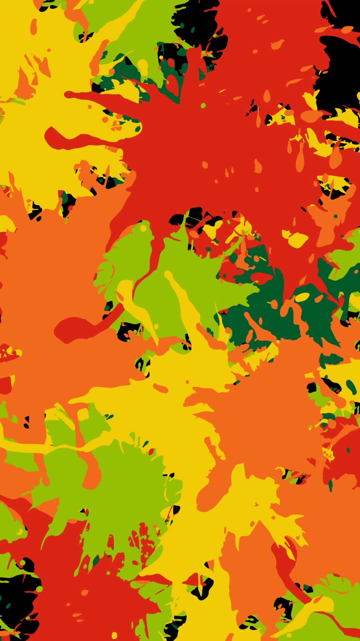 Animazione di schizzi di vernice multicolori su sfondo nero