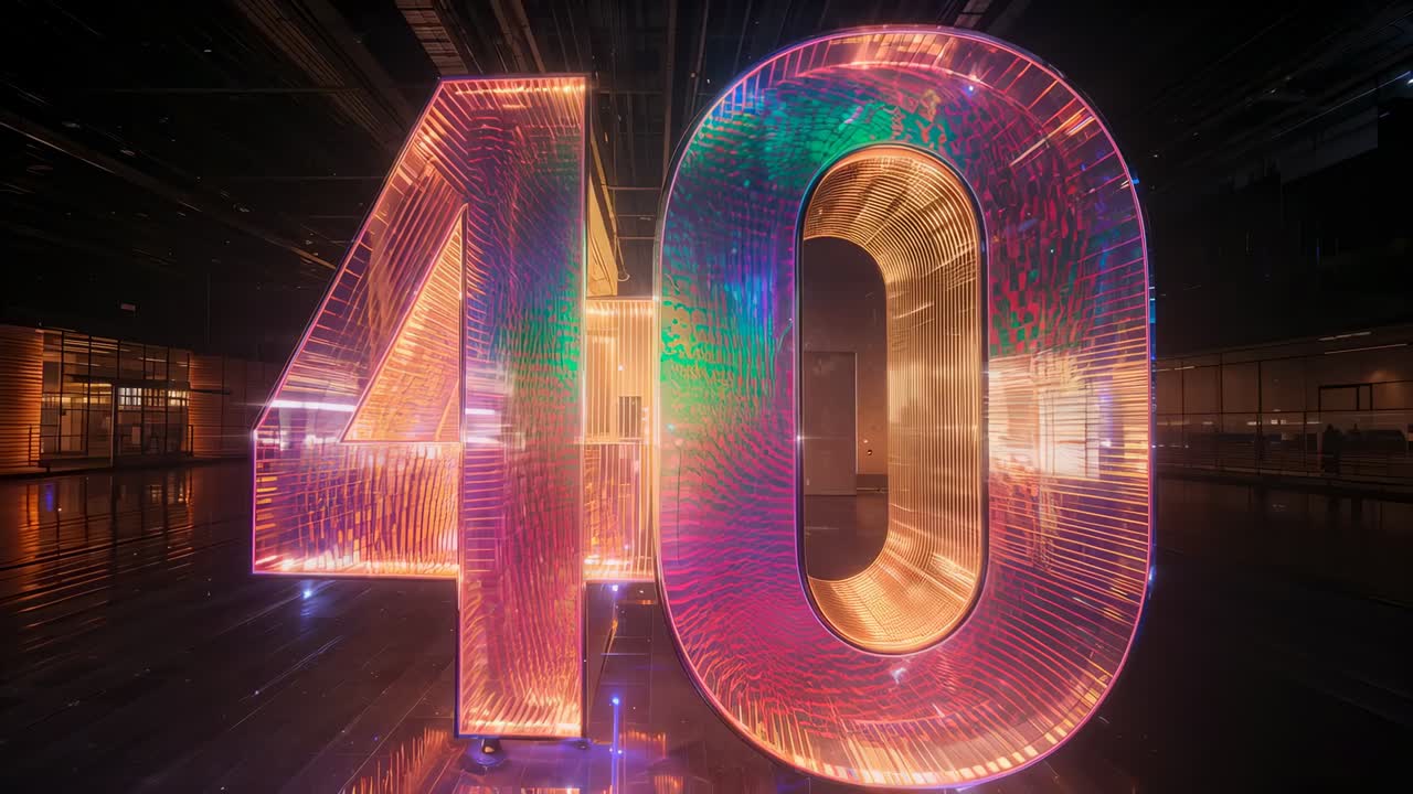 Advancing camera capturing digits 40 revealing concentric ribs, LED glow and reflections in gallery