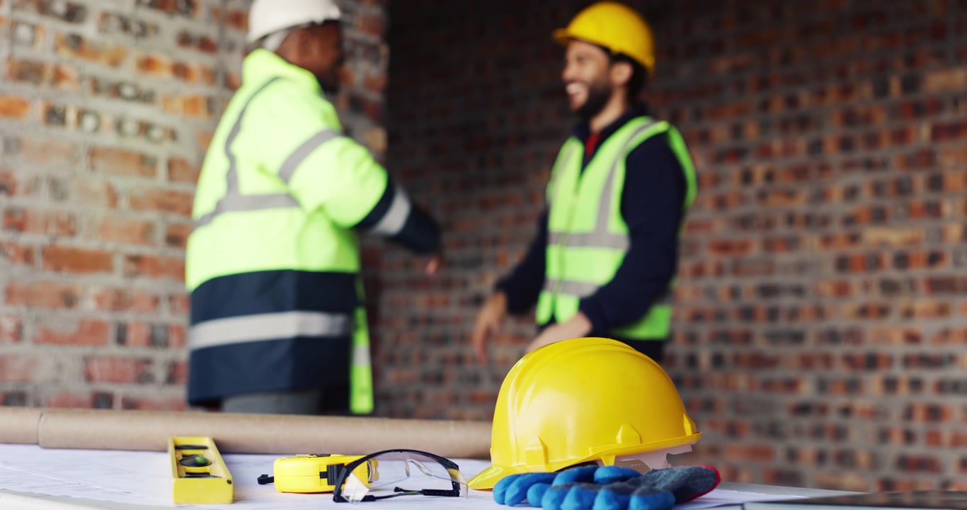 Construction Workers Giving High Five on Building Site