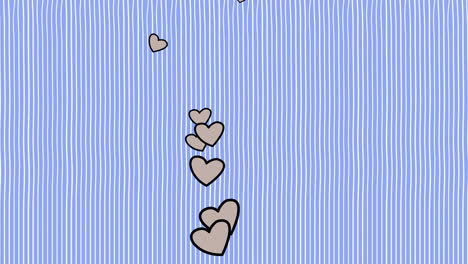 fly hearts on blue striped pattern