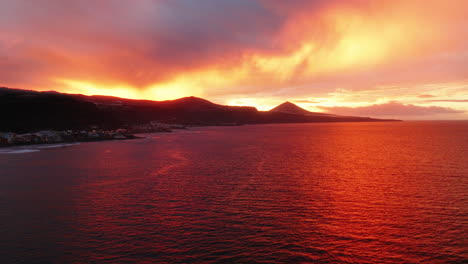 sunset over gran canaria island, drone shot
