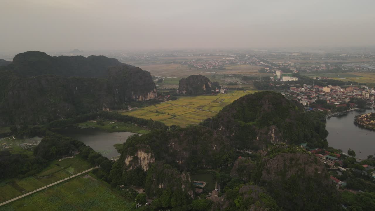 Vietnam nature landscape aerial drone Ninh Binh province Trang An scenic landscape