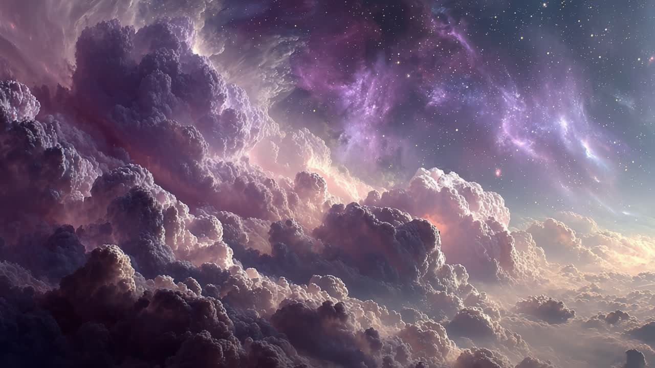 A Stunning View of Cosmic Clouds: The Vibrant Colors and Ethereal Forms of Celestial Bodies in a Beautiful Universe Scene Full of Color and Light