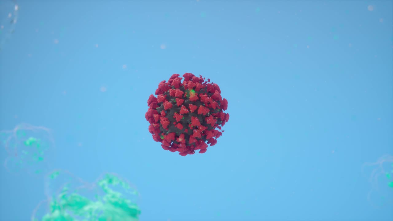 coronavirus (covid-19) flotando en un fondo azul