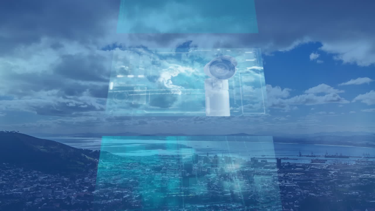 풍경 위의 화면에서 데이터 처리의 애니메이션