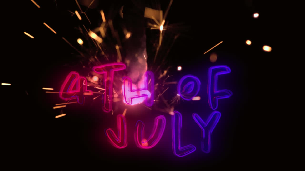 4th of July text and a sparkle