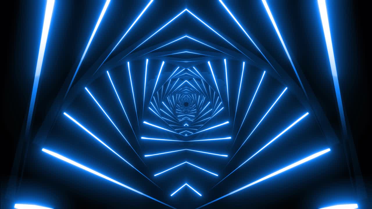 Abstract Neon Blue Tunnel Visuals