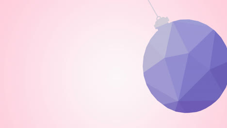 Animation-of-purple-christmas-bauble-over-pink-background