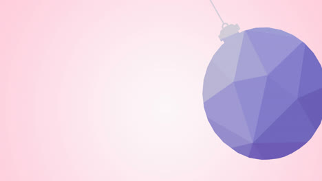 animation of purple christmas bauble over pink background