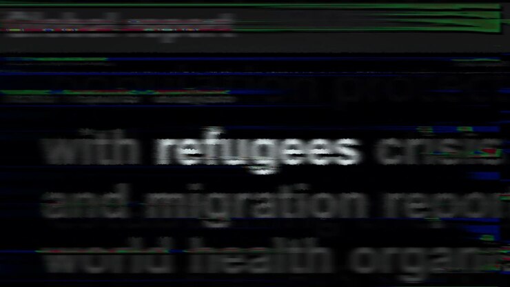 Headline news titles media with Refugees migration crisis seamless looped