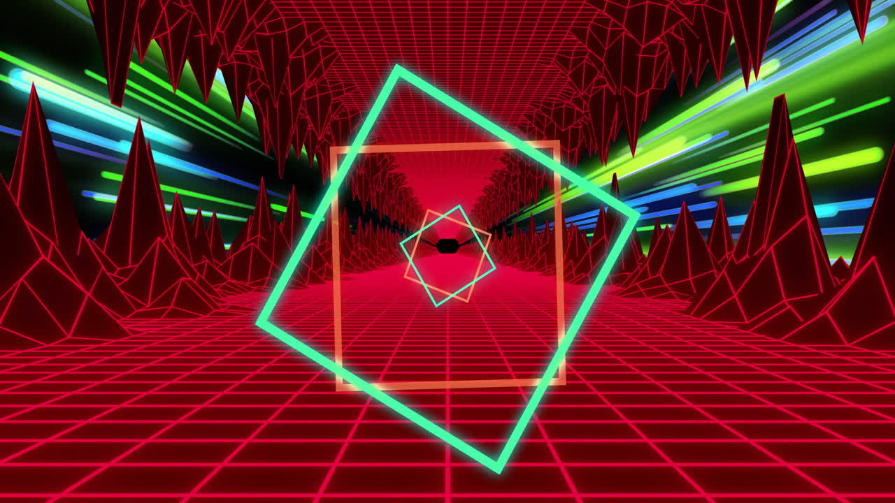 animación de pantalla de videojuego con metaverso de neón patten en fondo negro