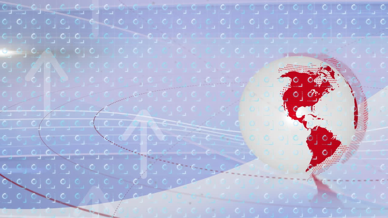 지구와 화살표를 통해 데이터 처리의 애니메이션