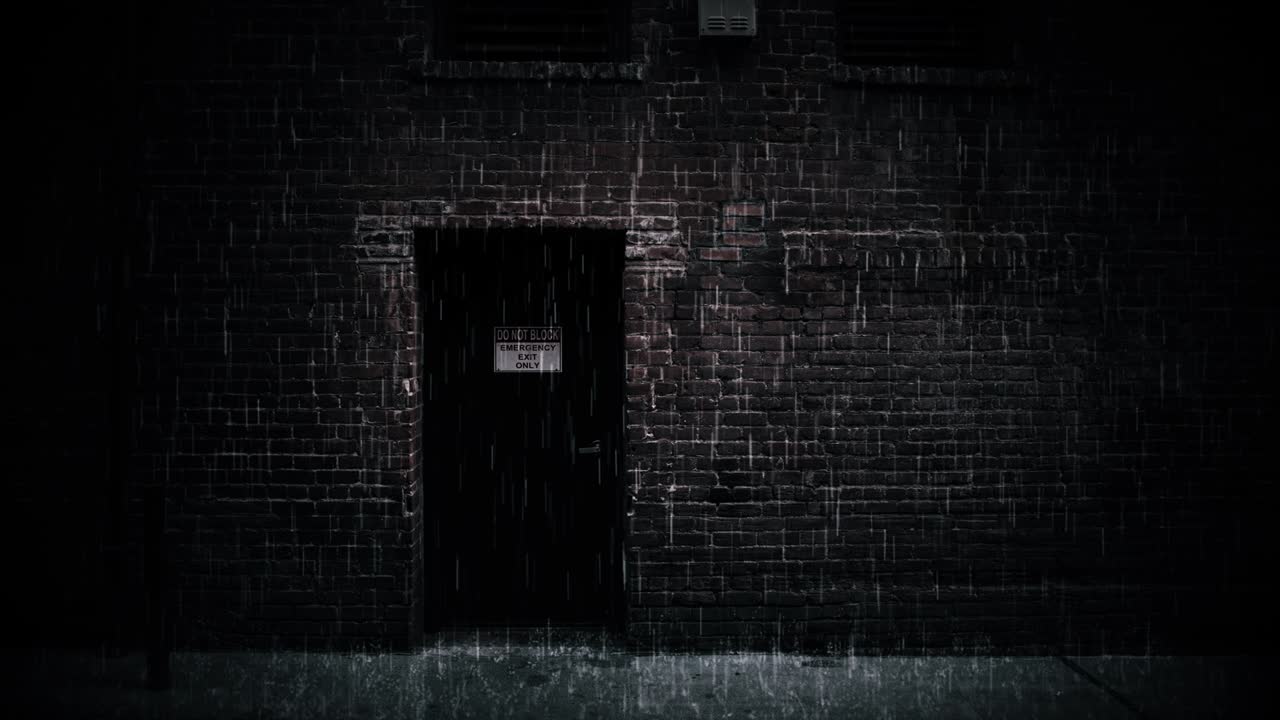 무거운 비 도시 벽돌 건물 배경 루프