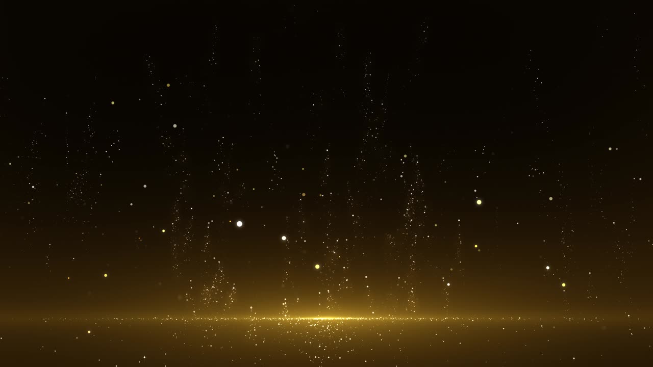 Golden particles freely rising and floating, stage decoration ...