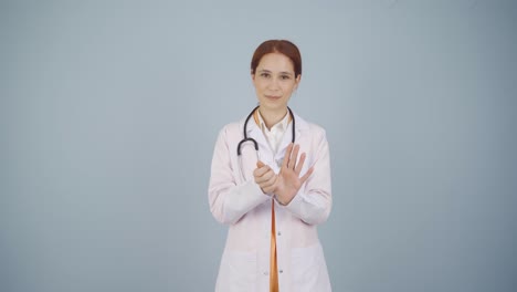 the doctor describes hand washing.