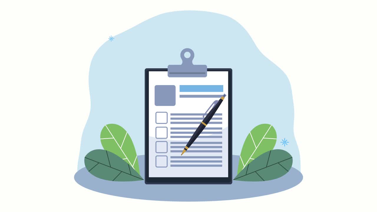 clipboard document with pen animation