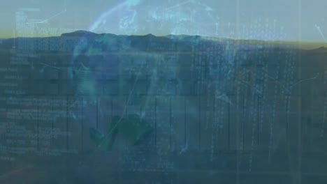 animación del procesamiento de datos financieros y el panorama global