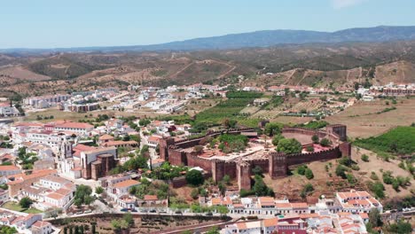 portuguese silves castle aerial drone shot