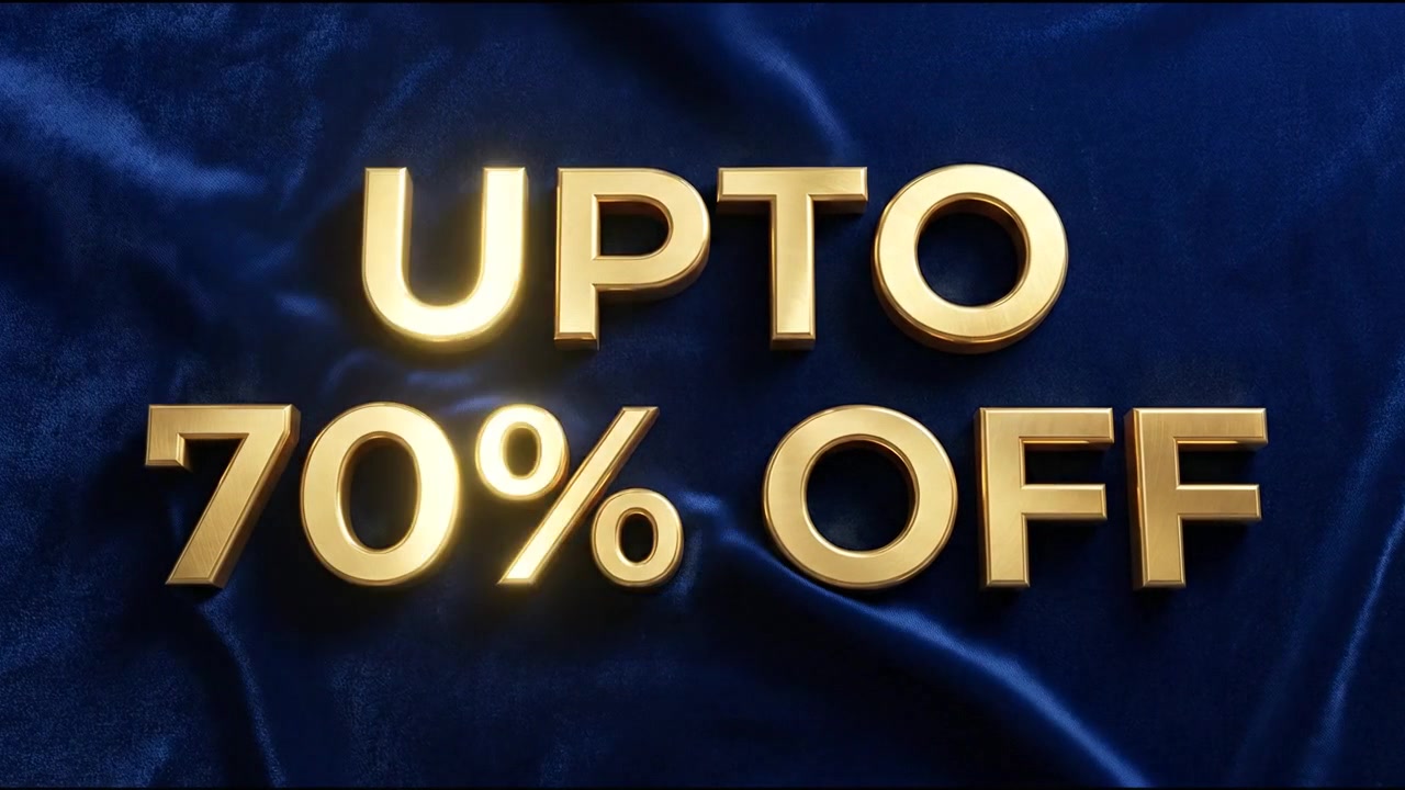 Upto 70% Off Promotional Text Banner Animation With Vibrant 3D Typography