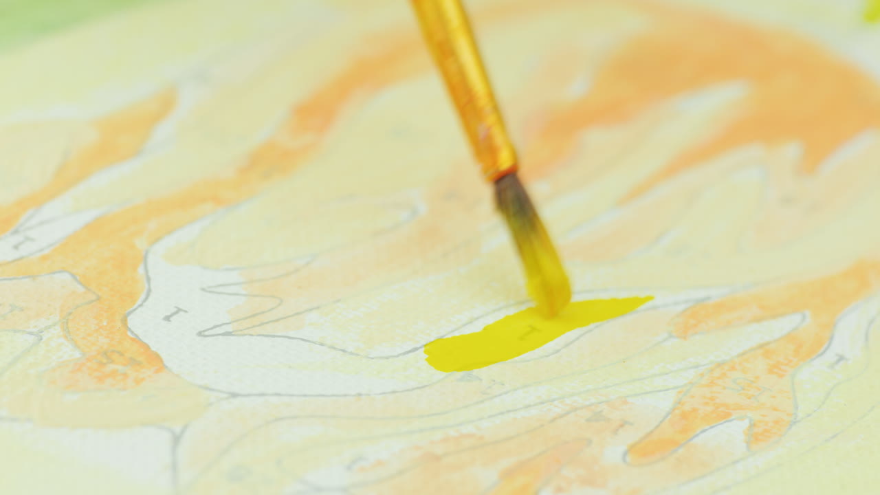 페인트의 근접 브러시 그림을 페인트