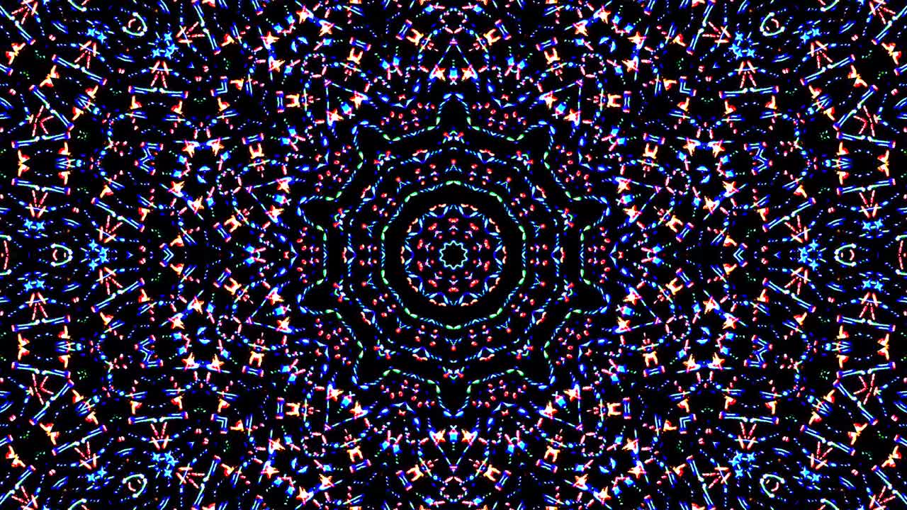hermoso caleidoscopio abstracto que brilla, una luz radiante que regula los movimientos sutiles