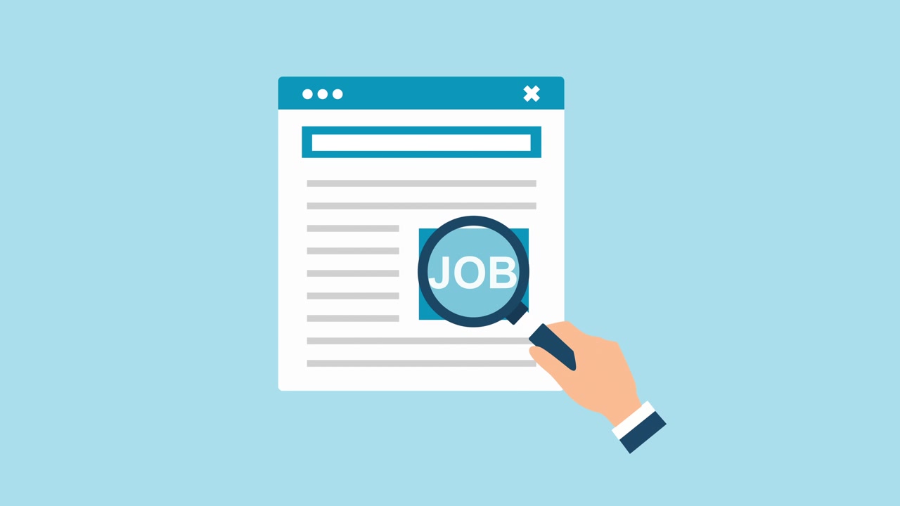 Hand Using Magnifying Glass to Search for Job Online