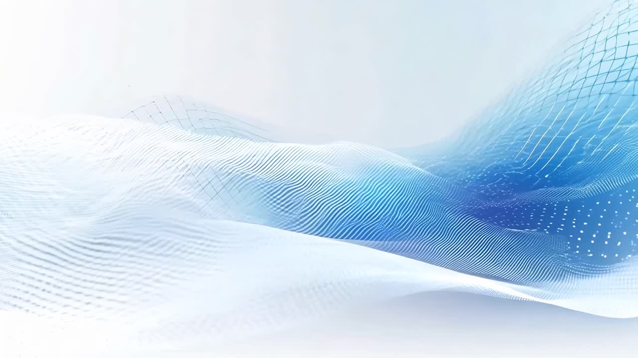 Abstract digital wave pattern in blue and white, viewed from a low ...