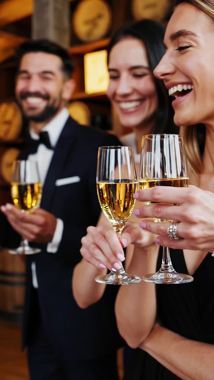 People Toasting with Wine Glasses at an Elegant Event