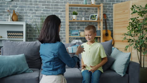 mother surprises son with a gift