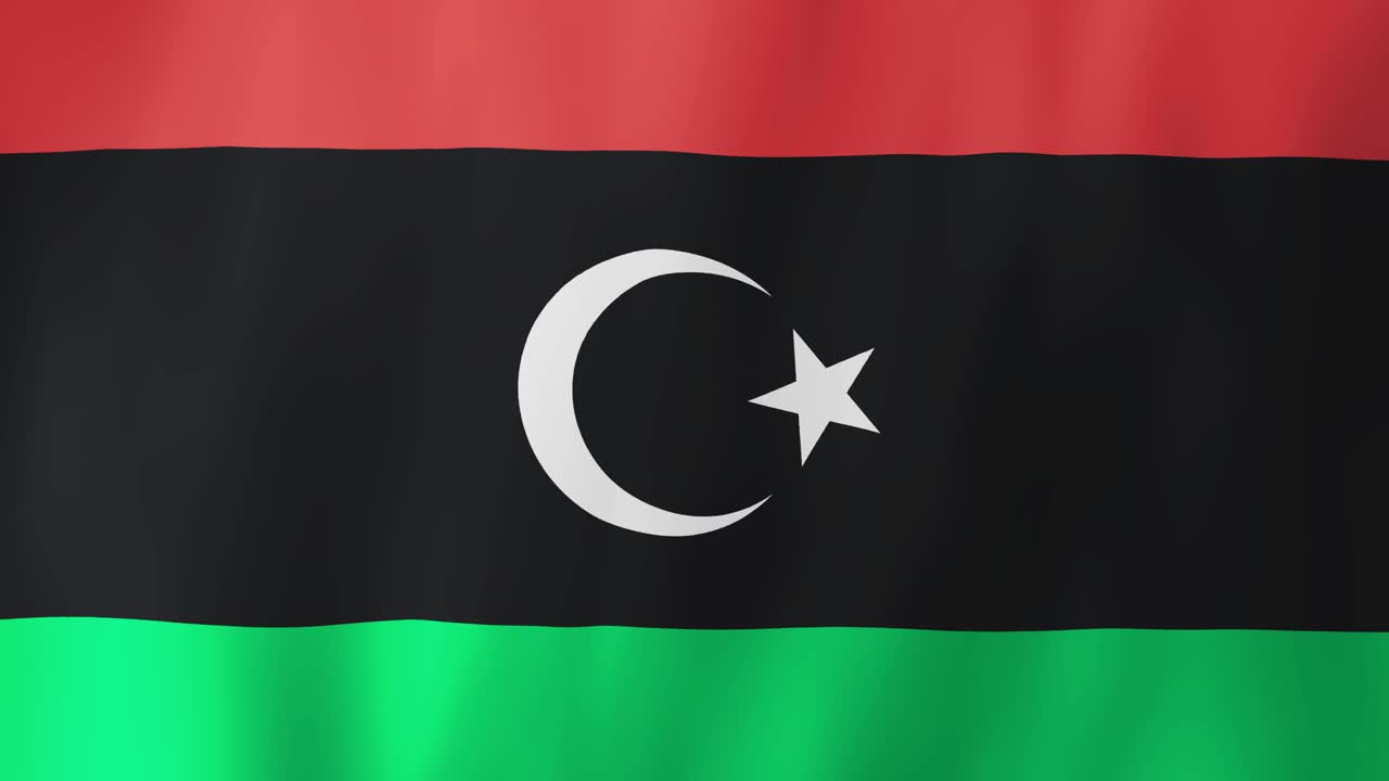 Realistic Libya flag waving in the wind. 4K Animation.