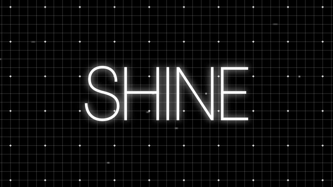 animación de texto brillante en blanco sobre red de puntos blancos procesamiento de datos en fondo negro