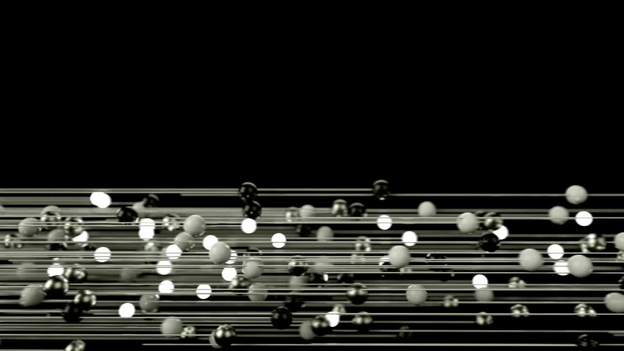 연결된 빛 구의 추상적인 애니메이션.