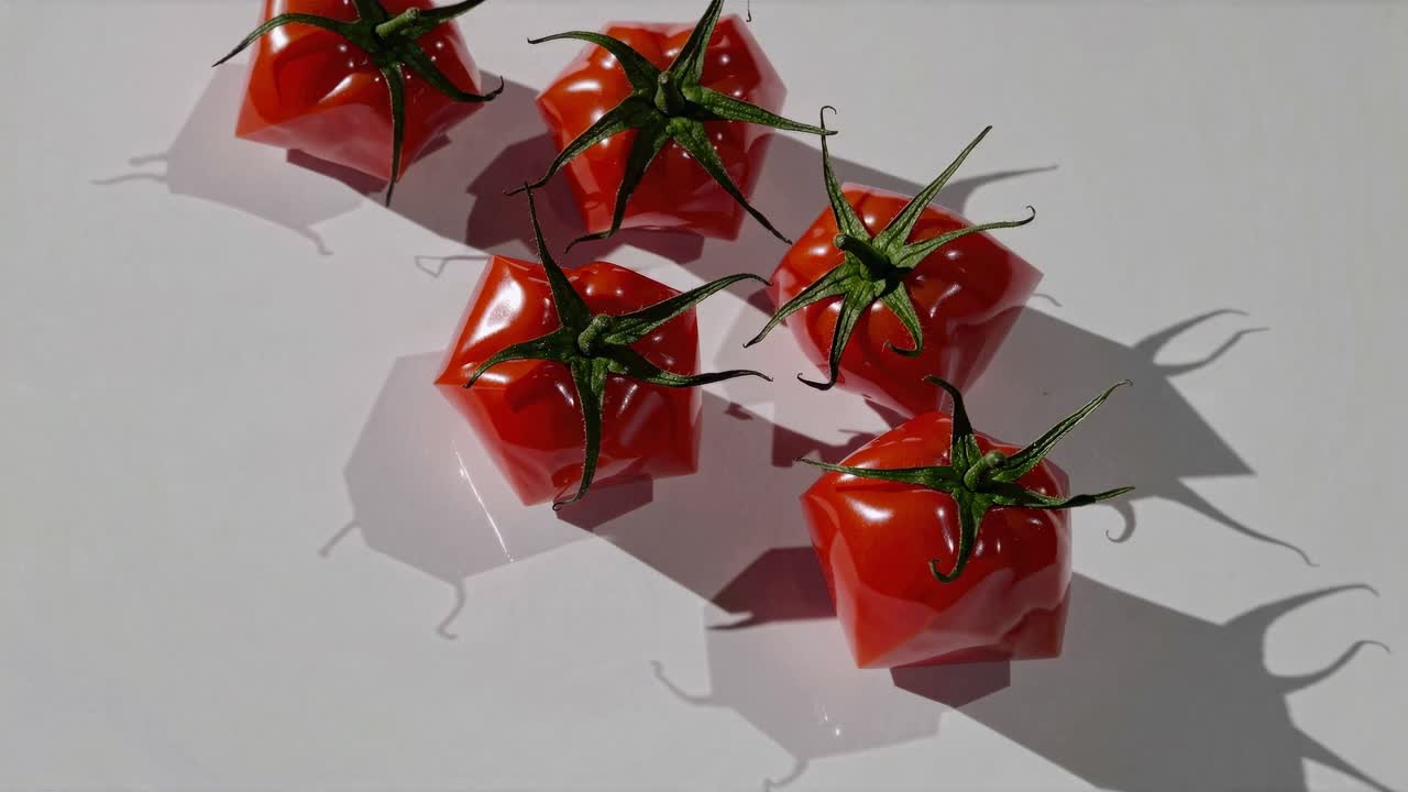 Deformed Red Tomatoes on White Background