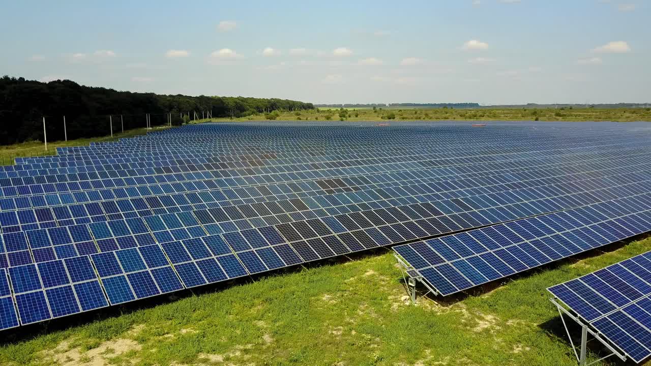 Solar Power Station. Field of solar panels for power production