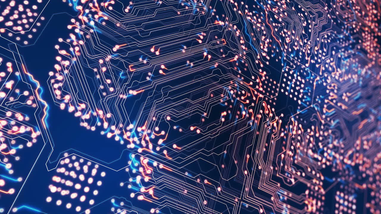 파란색 배경 위의 연결 네트워크의 애니메이션