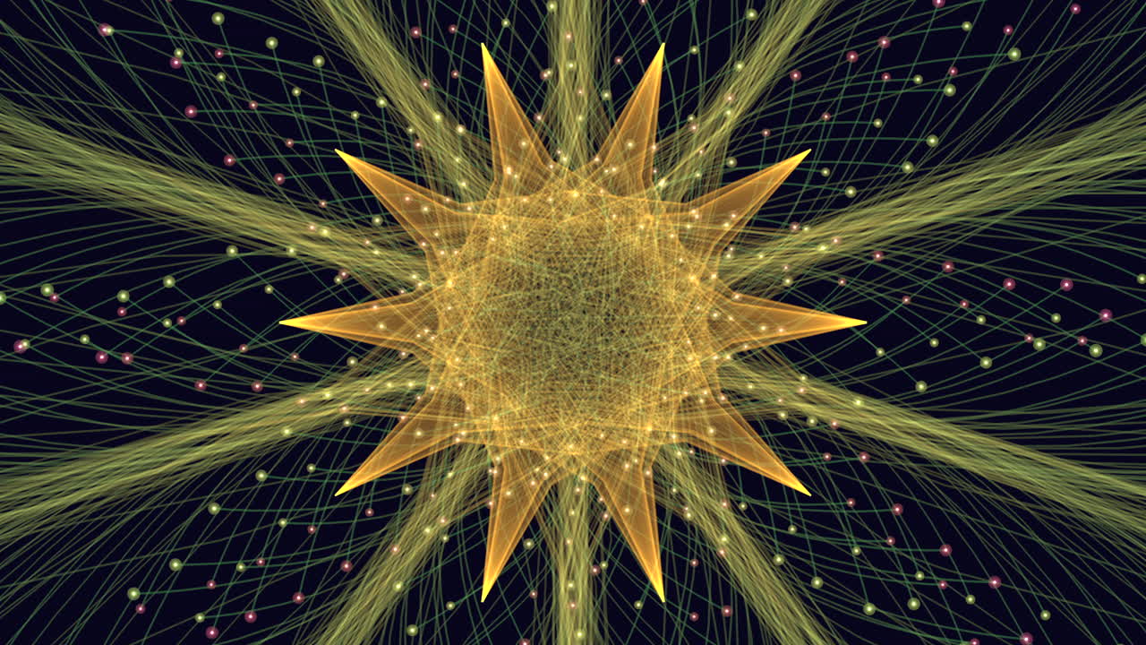 A vibrant and dynamic depiction of a stylized sun radiating bright yellow rays, encircled by energetic lines and dots, conveying a sense of movement and vitality