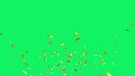 confeti dorado cayendo contra la pantalla verde